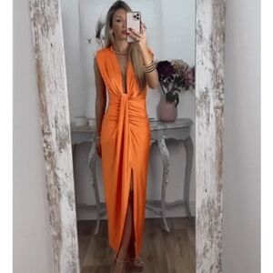 Elegant Orange Midi Dress